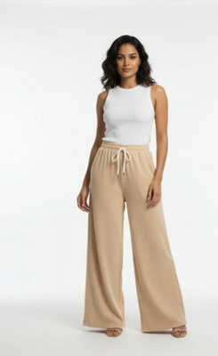 Kanna Fabric Loose Fit Women Beige Trousers