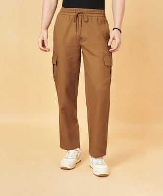 INDICLUB Loose Fit Men Brown Trousers