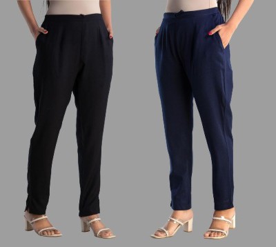 GRUSH Slim Fit Women Black, Blue Trousers