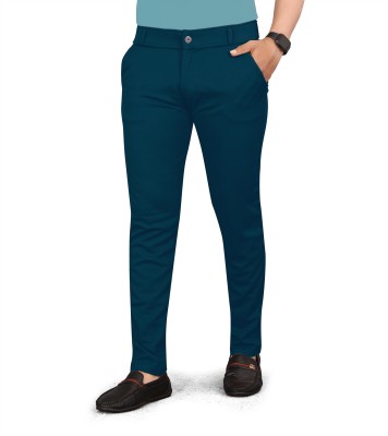 JAY VACHHRAJ Slim Fit Men Dark Blue Trousers