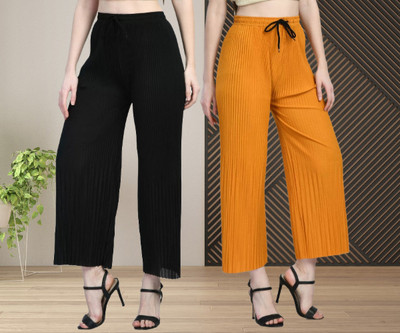IRHA Relaxed Women Black, Yellow Trousers