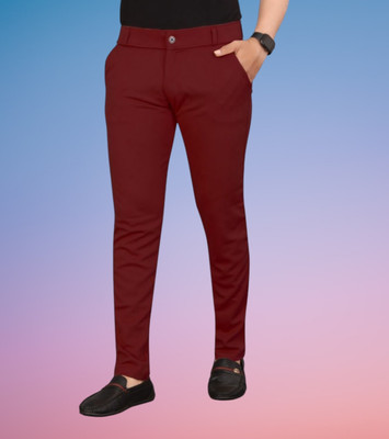 chirag enterprises Regular Fit Men Maroon Trousers