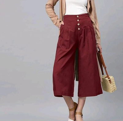 Outerwear Flared Women Maroon Trousers