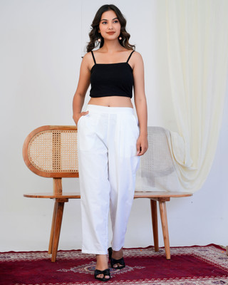SSS OVERSEAS Straight Fit Women White Trousers