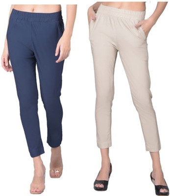 Comfort Lady Regular Fit Women Dark Blue, Black Trousers
