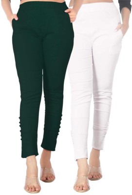 DEEPA ENTERPRISE Regular Fit Women White, Dark Green Trousers