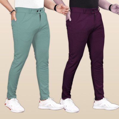 GIBBONTE Slim Fit Men Green, Multicolor Trousers