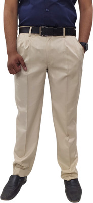 Clavelite Regular Fit Men Cream Trousers