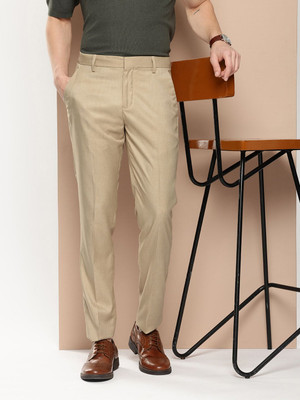 encore by INVICTUS Regular Fit Men Beige Trousers