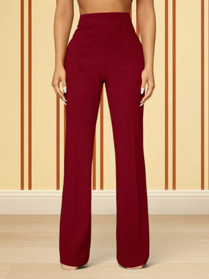 nitafashion Loose Fit Women Maroon Trousers