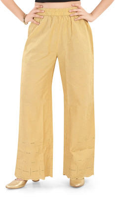 Aikaa Loose Fit Women Gold Trousers