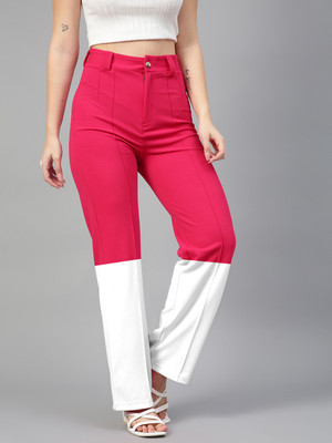 KOTTY Regular Fit Women Pink, White Trousers