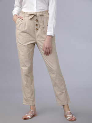 Tokyo Talkies Regular Fit Women Beige Trousers