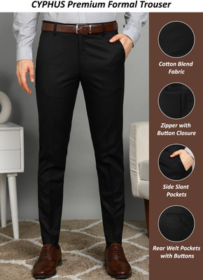 CYPHUS PREMIUM Slim Fit Men Black Trousers