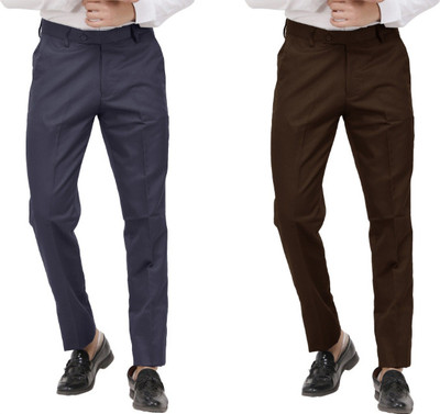 LAHSUAK Regular Fit Men Grey, Brown Trousers