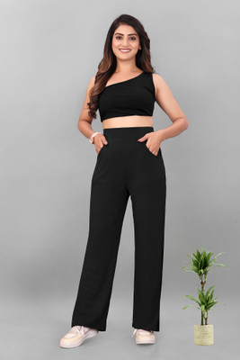 Eleganza Fashions Straight Fit Women Black Trousers