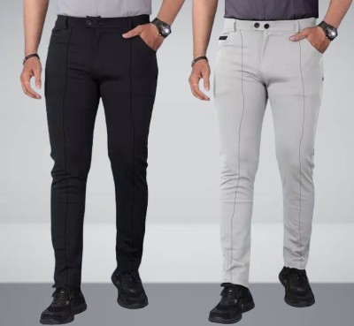 A1 SQUARE Regular Fit Men Grey, Black Trousers