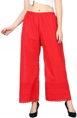 AMFABRICS Relaxed Women Red Trousers