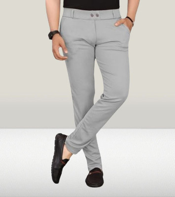 CIVIRASTTYLE Slim Fit Men Grey Trousers