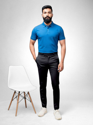 Paveo Slim Fit Men Black Trousers