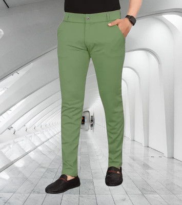 ISUEL FAB Slim Fit Men Light Green Trousers