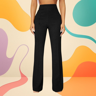 Looksky Comfort Fit, Regular Fit Women Black Trousers