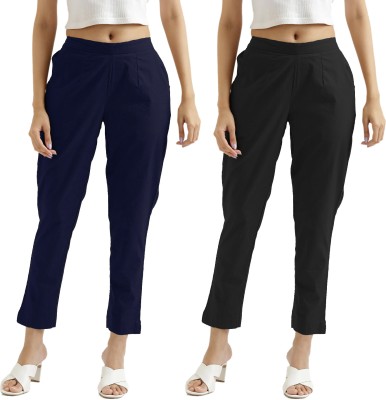 Chiraiyaa Regular Fit Women Dark Blue, Black Trousers