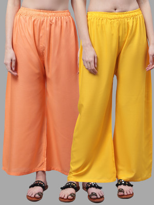 VALLES365 by S.c. Flared Women Orange, Yellow Trousers