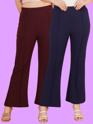 Parona Regular Fit Women Maroon, Blue Trousers