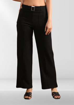 METRONAUT Straight Fit Women Black Trousers