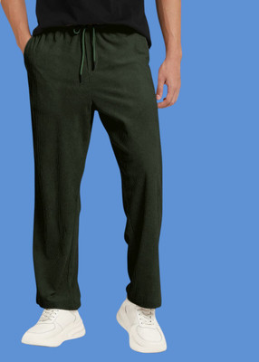 NIVEDANM Relaxed Men Dark Green Trousers