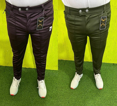 Jkgarment Regular Fit Men Green, Maroon Trousers