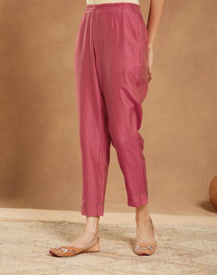 Fabindia Regular Fit Women Pink Trousers