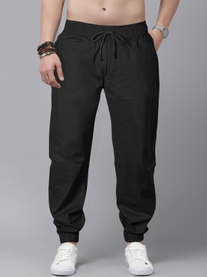 JUST BLACK Loose Fit Men Black Trousers