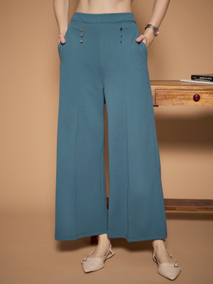 KASSUALLY Straight Fit Women Blue Trousers