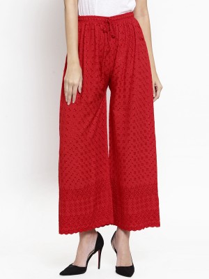 OMAYA Relaxed Women Red Trousers