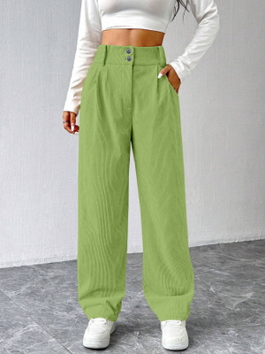Rajovati Loose Fit Women Light Green Trousers