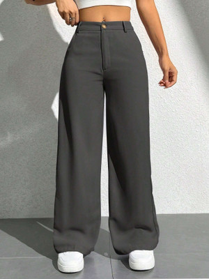 Dolsia Regular Fit Women Grey Trousers
