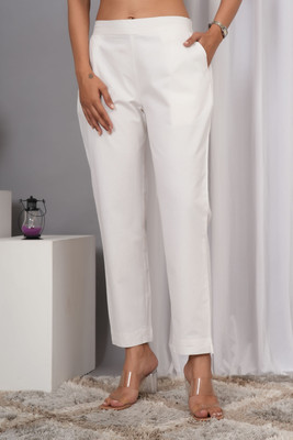 IQRAAR Regular Fit Women White Trousers