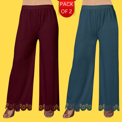 EcoUndies Straight Fit Women Blue, Maroon Trousers