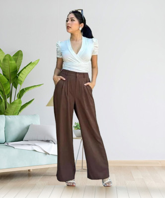 abhi fashion Comfort Fit Women Brown Trousers