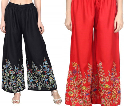 AFFLEON Flared Women Black, Red Trousers