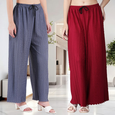 KWSH Regular Fit Women Maroon, Grey Trousers