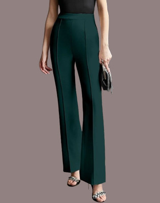 HouseOfCommon Regular Fit Women Dark Green Trousers