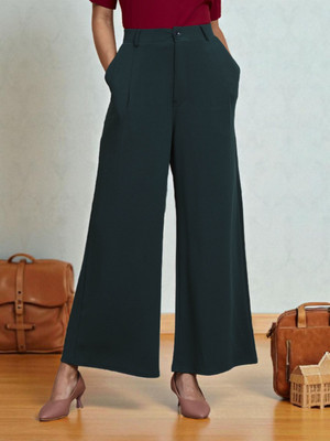 fithub Flared Women Green Trousers