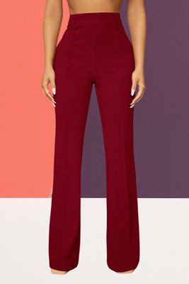 AKOTTY Regular Fit Women Maroon Trousers