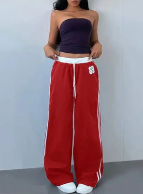 GlamsyStyle Comfort Fit Women Red Trousers