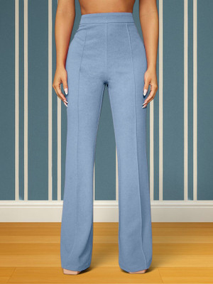 Anitafashion Loose Fit Women Light Blue Trousers