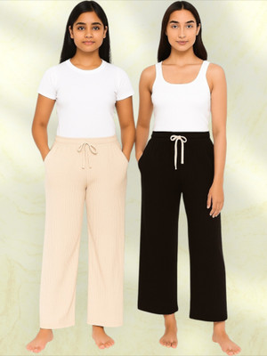 Classy creations Comfort Fit Women Beige, Black Trousers