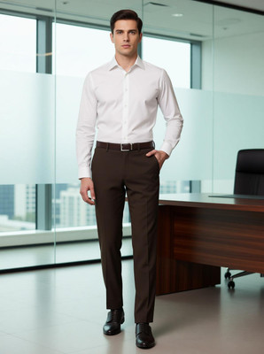 MALENO Slim Fit Men Brown Trousers